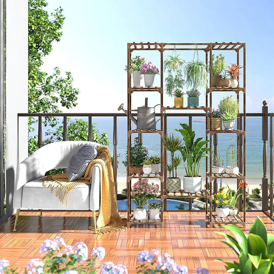 Multi-tier Wood Plant Stand Flower Display Shelf