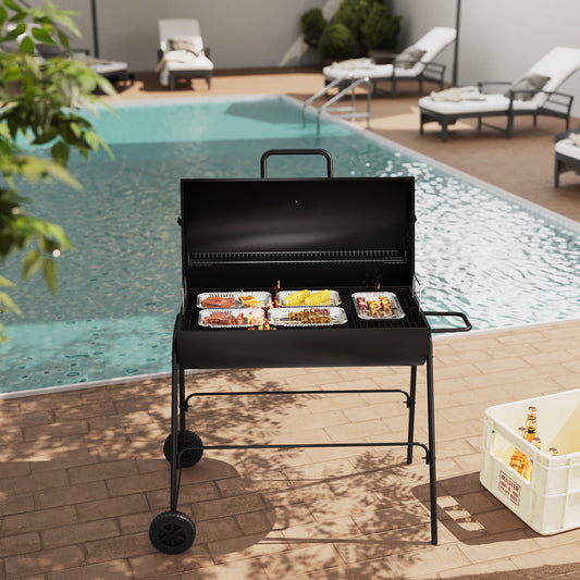 Outdoor Garden Charcoal Smoker BBQ Grill with Wheels