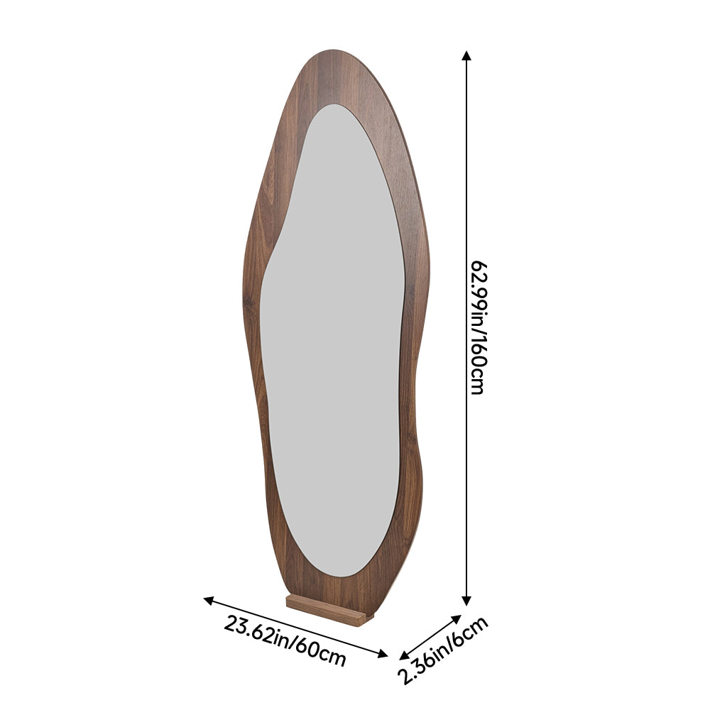Wooden Frame Full Length Mirror with Mirror Base