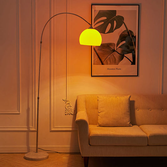 Modern Arched Floor Lamp with Marble Base