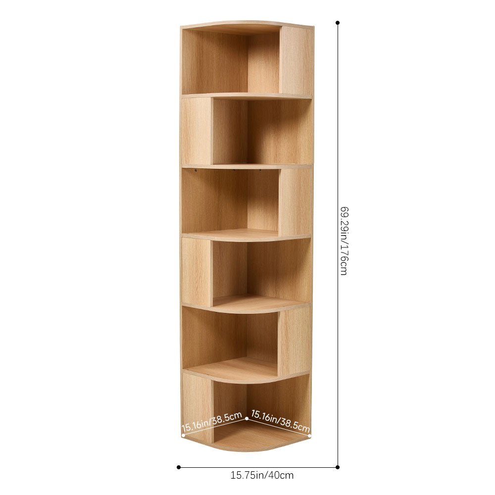 6-Tier Wooden Corner Storage Shelf