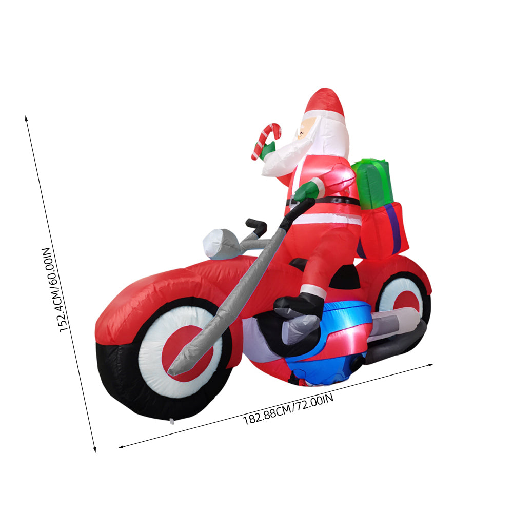 6FT/1.8M Santa on Motorcycle Christmas Inflatable Model Decoration with LED Lights