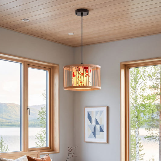 Bamboo-Woven Pendant Light