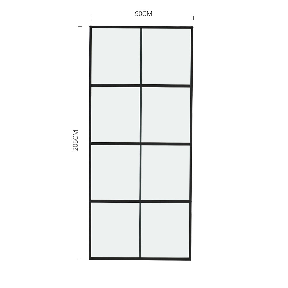Frosted Glass Black Barn Door with Sliding Hardware Kit