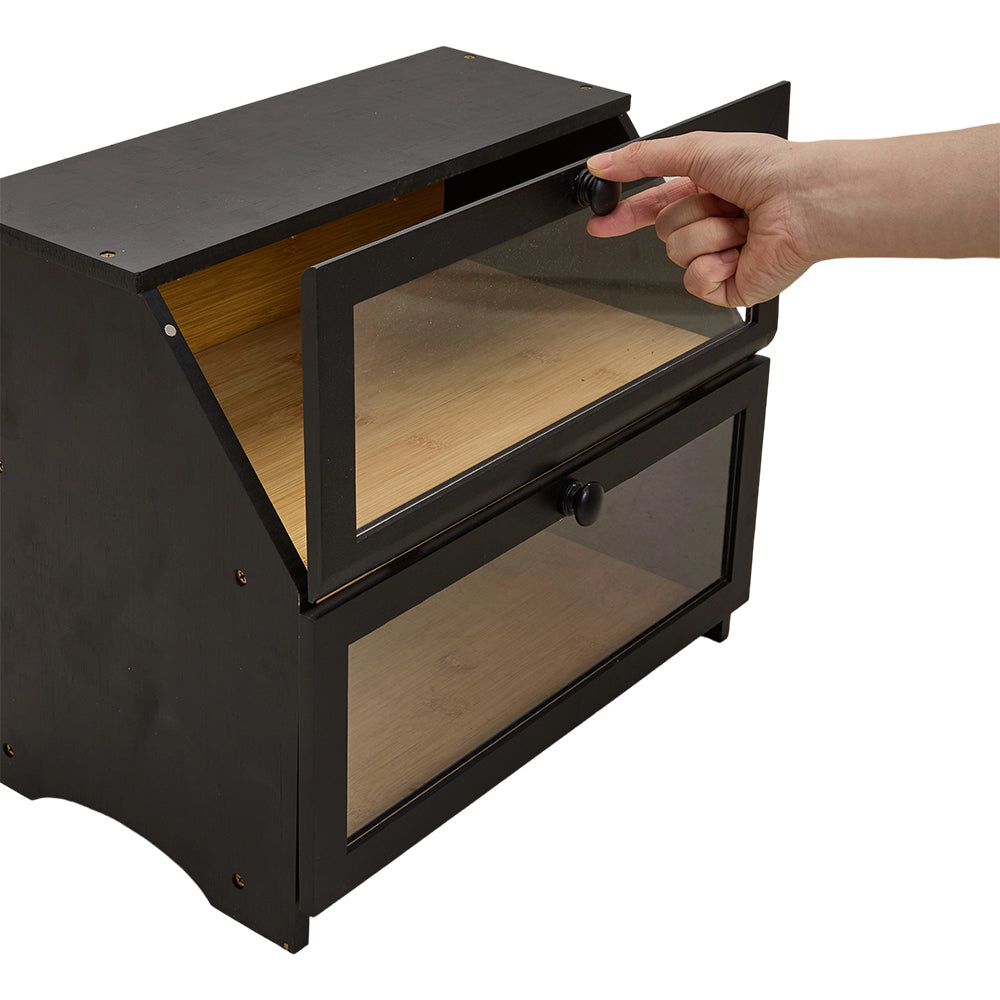 2-Tier Countertop Bread Box with Transparent Windows