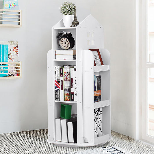 White Kids' House Frame Rotating Bookshelf