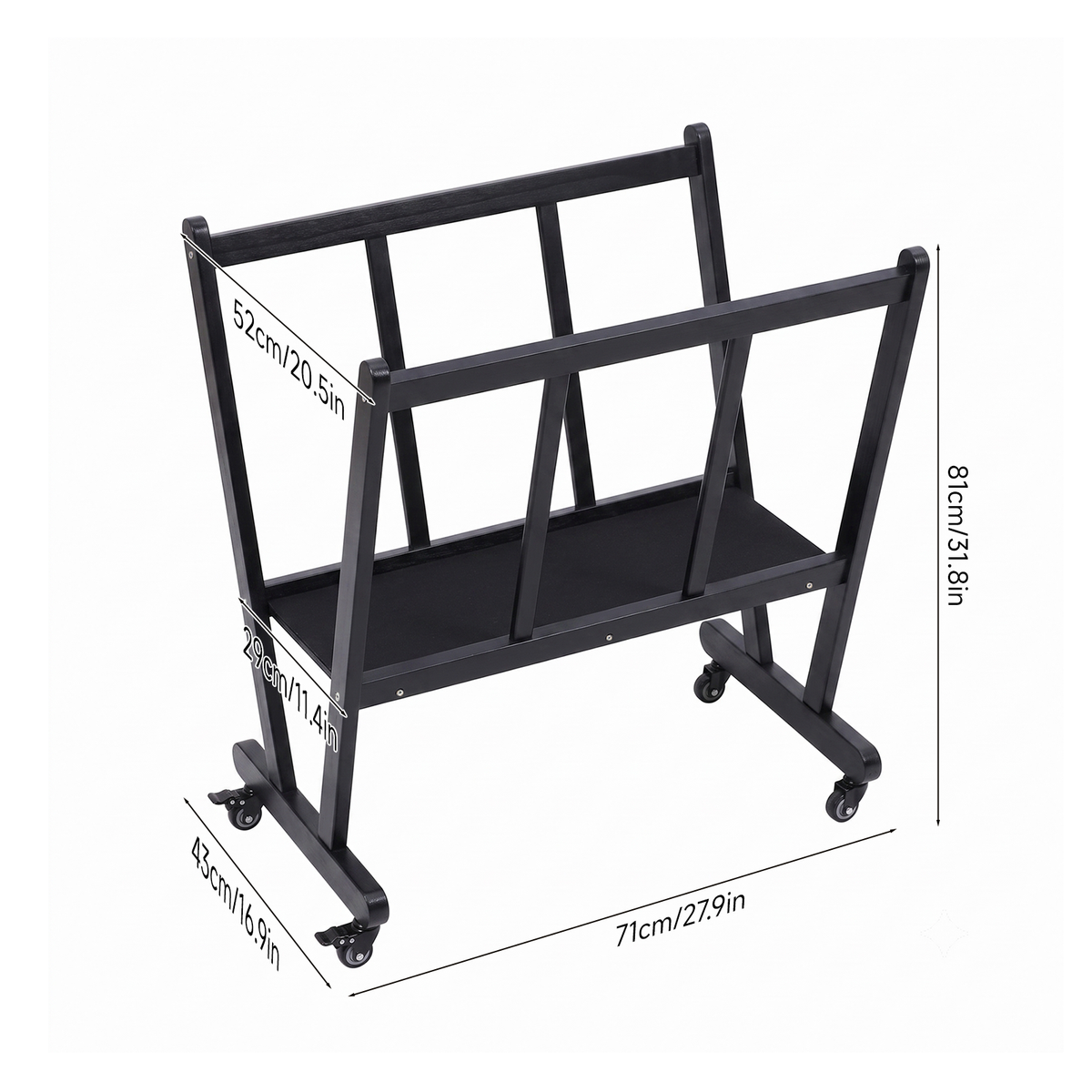 Wooden Canvas Print Storage Rack with Castors