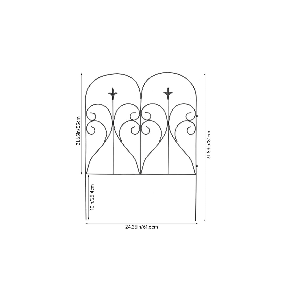 5-Pack Decorative Metal Garden Fence Panels