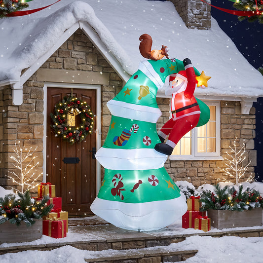 3m Christmas Tree Inflatable with Climbing Santa & LED Lights