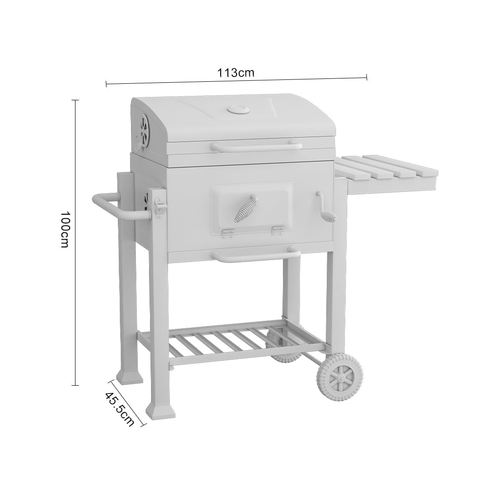 Charcoal BBQ Grill Barrel with Side Table Garden BBQ Grill
