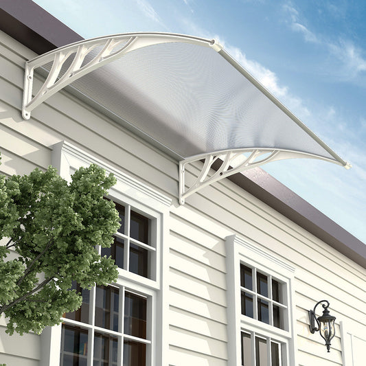 Outdoor Curved Shielded Awning - Rain Shelter - White Awnings