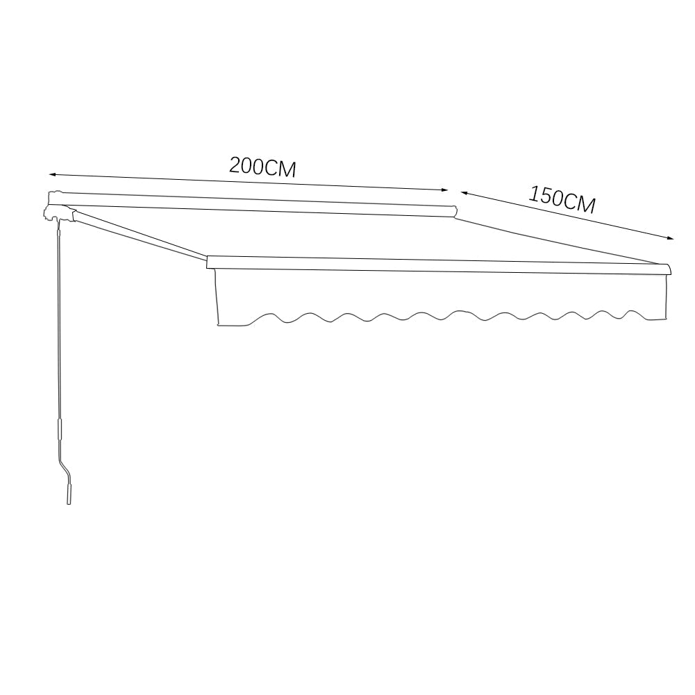 Retractable Patio Awning - Manual Shelter - Grey Awnings L 400 x W 300 cm