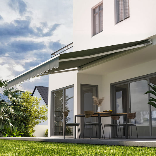 Retractable Patio Awning - Manual Shelter - Grey Awnings