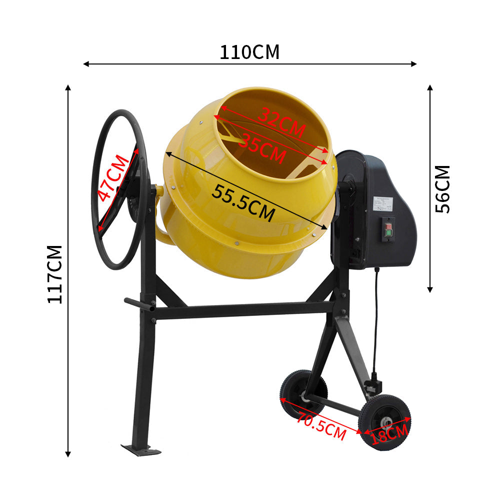 Portable Electric Cement Concrete Mixer with Wheels