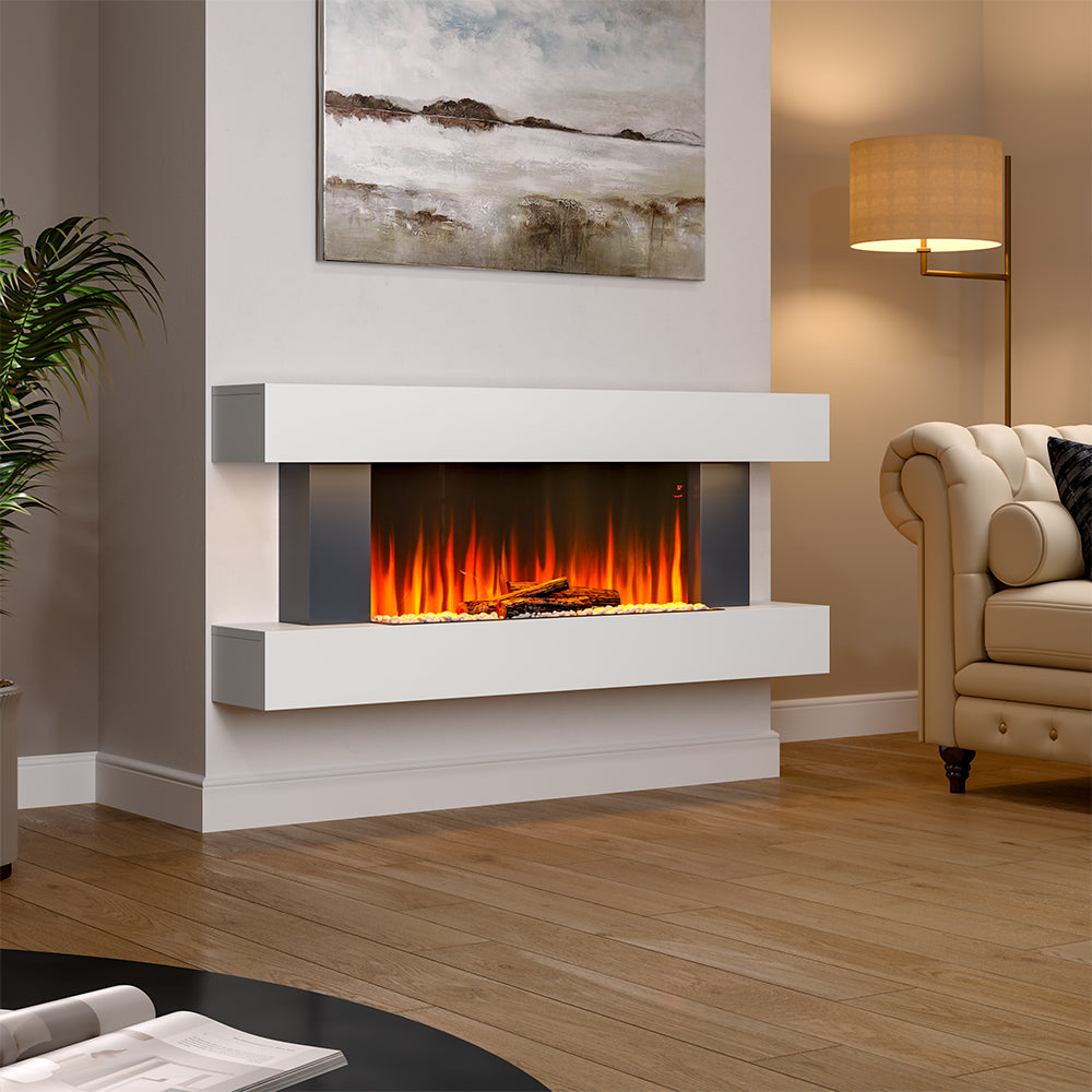 52 Inch Wall Mounted Electric Fire with Mantel & Remote Control