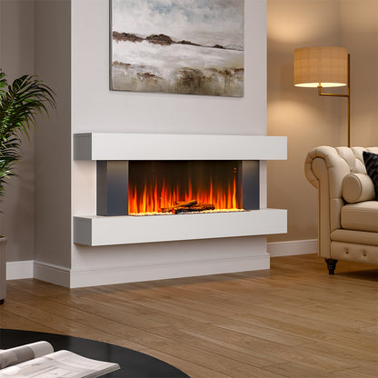 52 Inch Wall Mounted Electric Fire with Mantel & Remote Control
