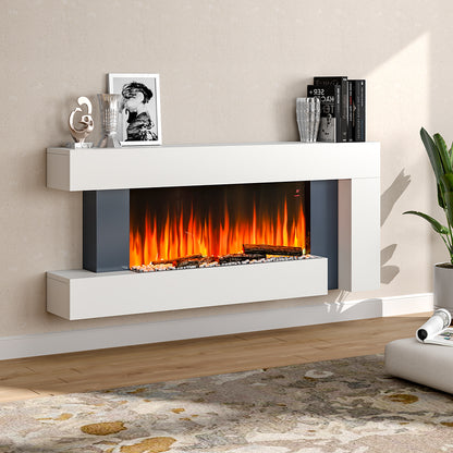 52 Inch C-Frame Freestanding Fireplace Suite