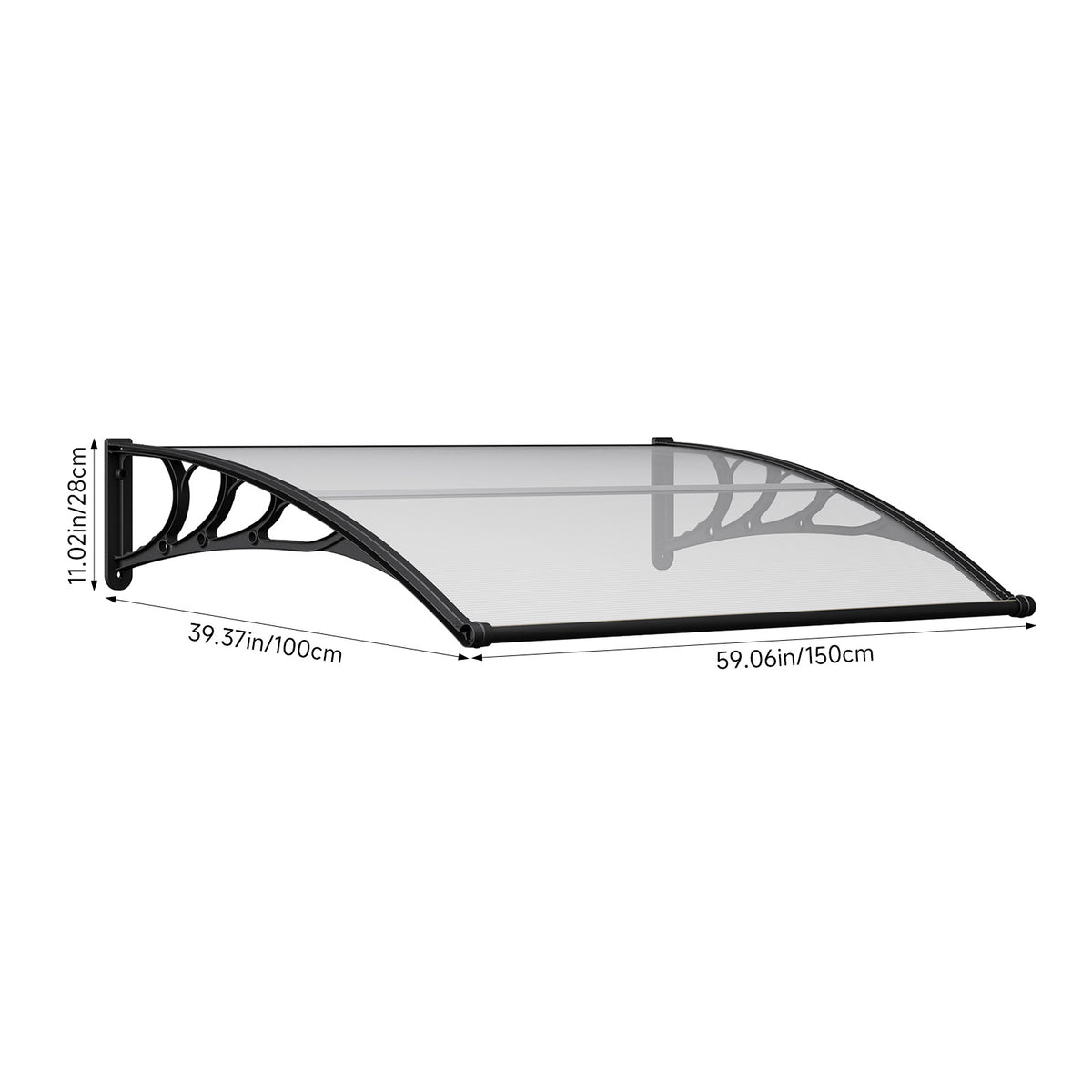 Transparent Outdoor Door Canopy Window Awning with Drainage Channel
