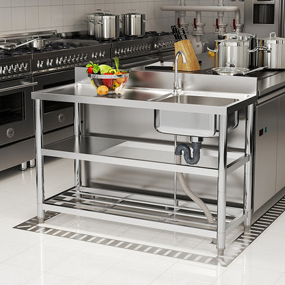 Stainless Steel One Compartment Sink with Shelves