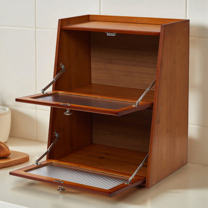 Bamboo Bread Storage Cabinet for Kitchen Counter