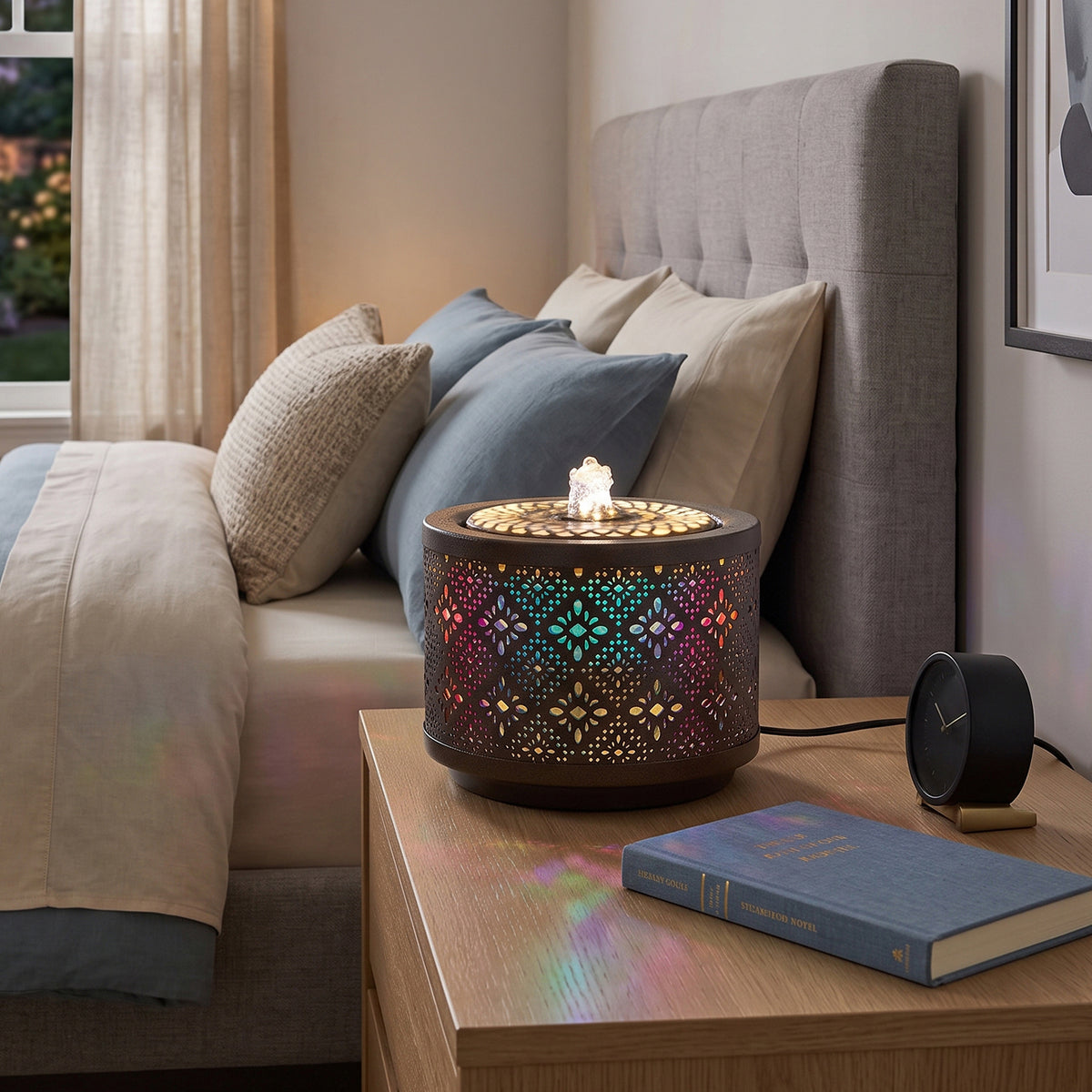 Creative Metal Tabletop Fountain with Light