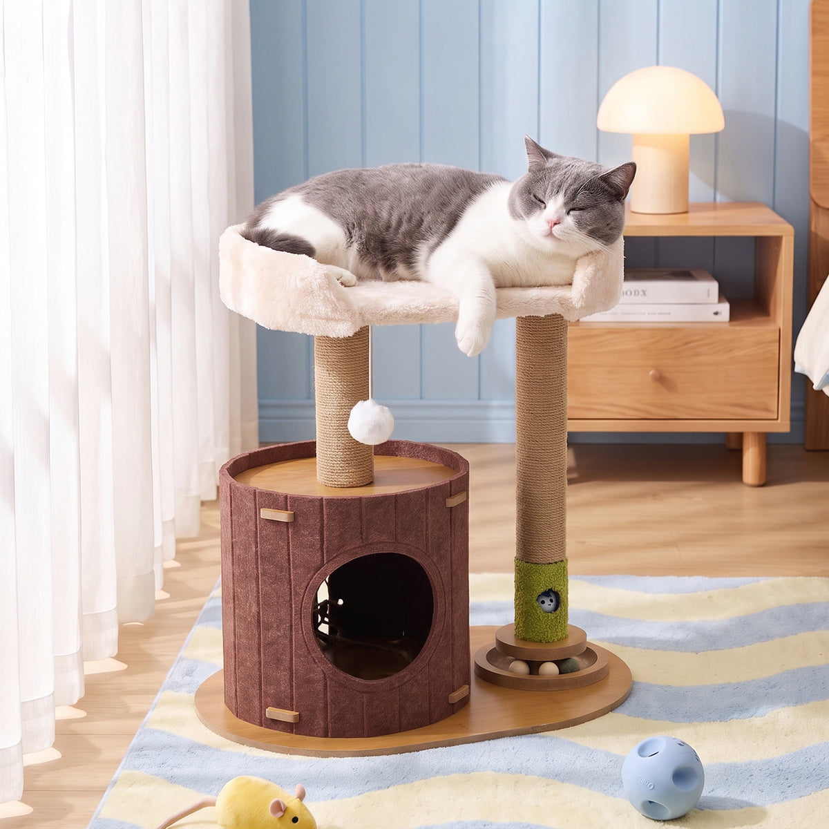 Cat Tree with Scratching Posts and Toy