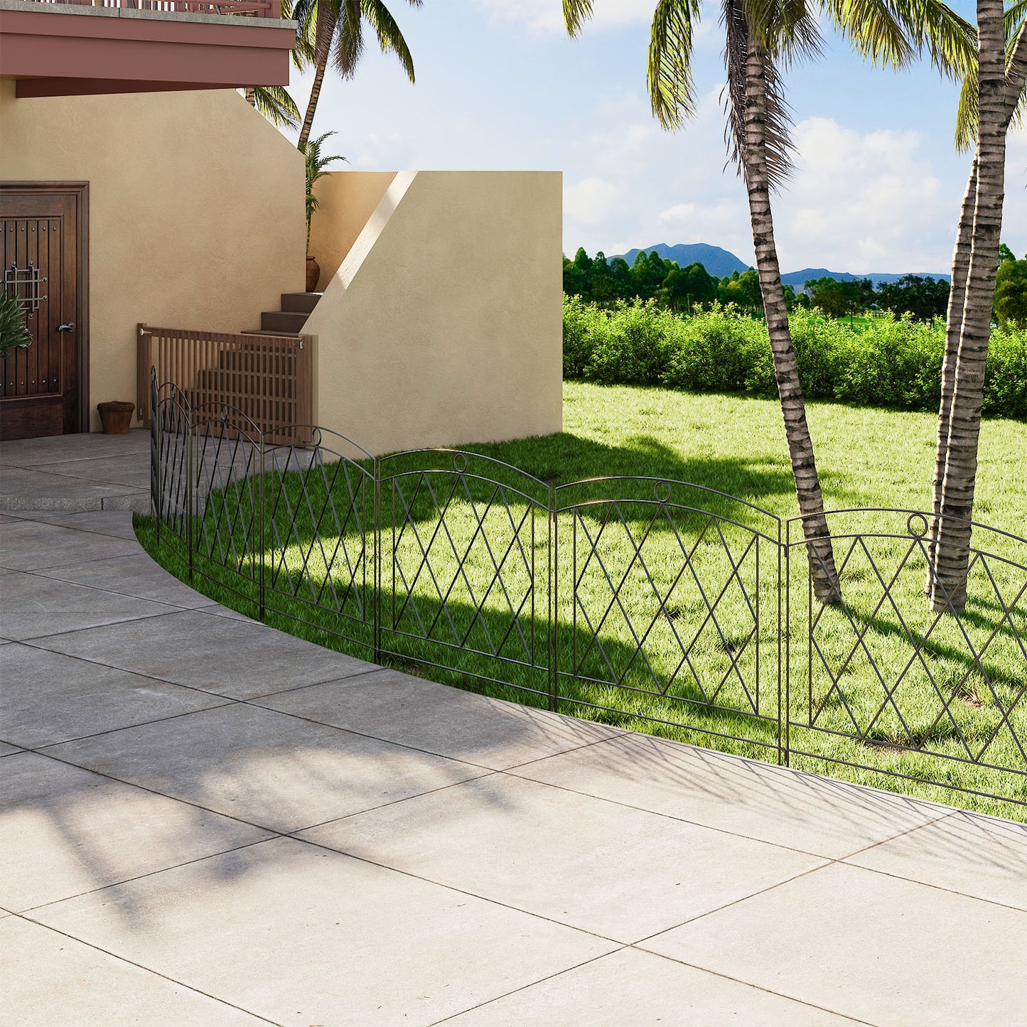 5 Pack Black Metal Garden Border Fence Panels