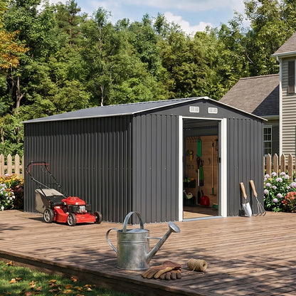 12x10 FT Large Metal Garden Tool Storage Shed