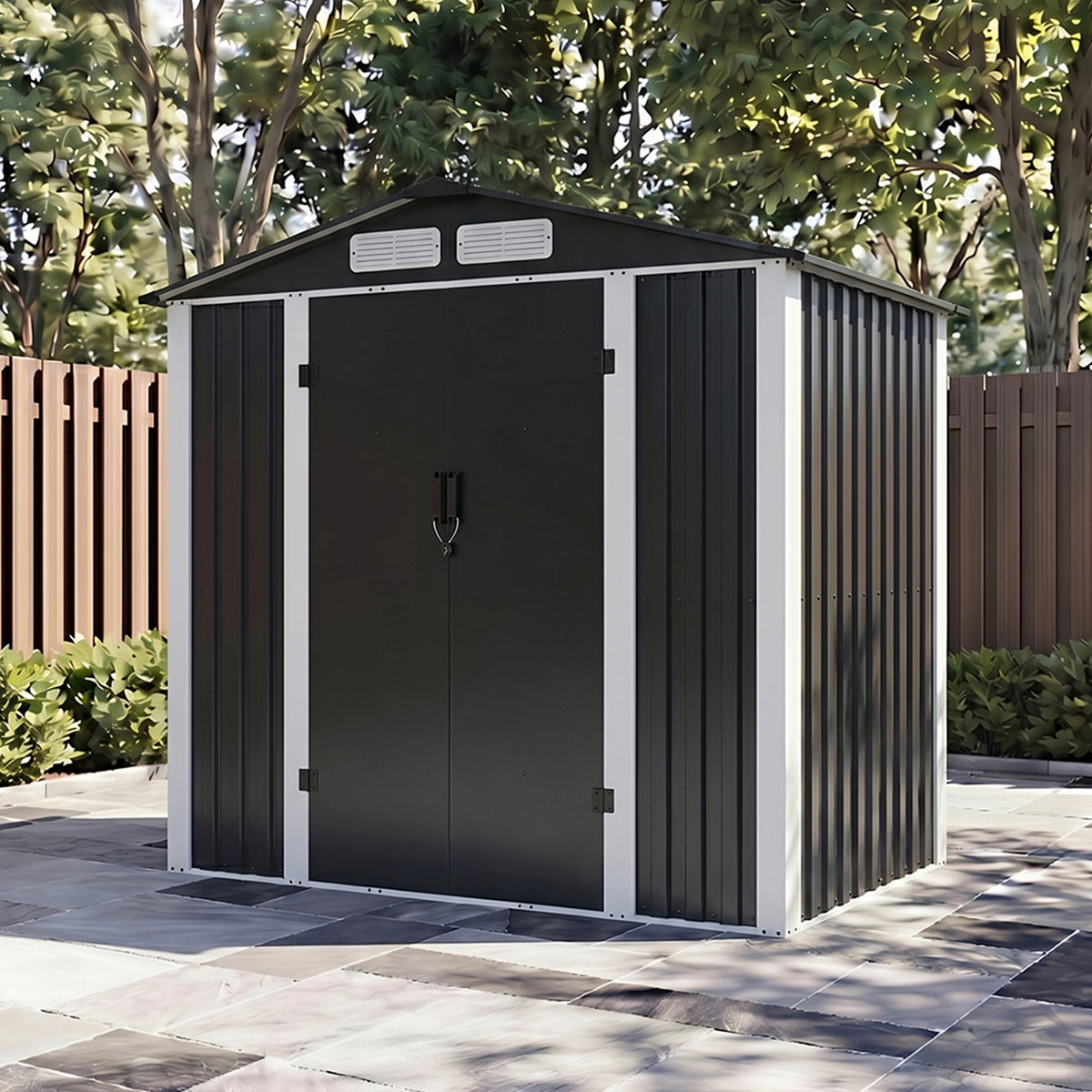 Metal Garden Storage Shed with Apex Roof & Lockable Door