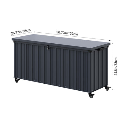 550L Metal Garden Storage Box with Wheels & Lockable Lid