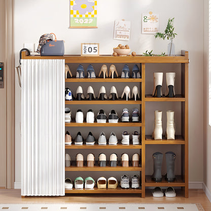7-Tier Freestanding Shoe Rack with Dust Cover & Boot Compartment