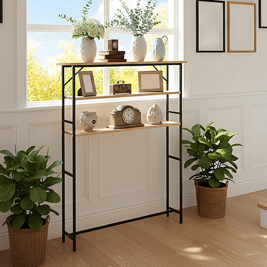 3-Tier Wood-Grain Narrow Console Table