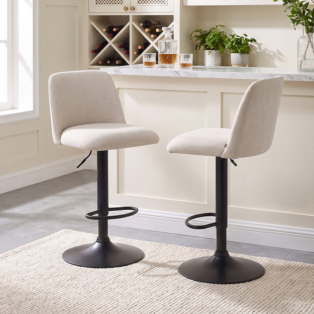 Set of 2 Height Adjustable Swivel Bar Stools