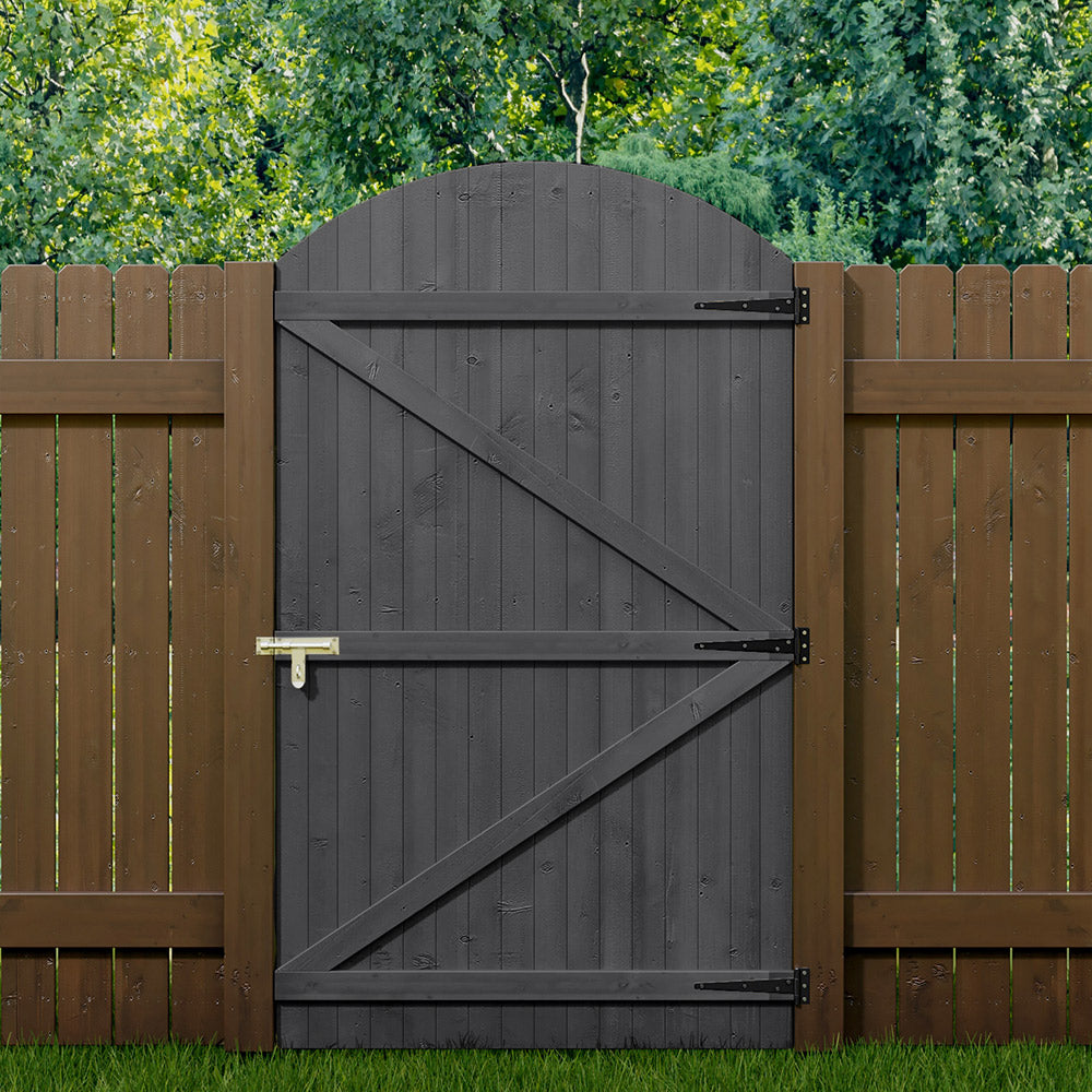 Grey Semi Braced Arch Top Strong Wooden Garden Gate