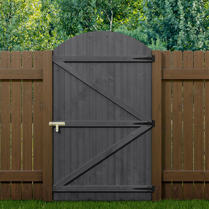 Grey Semi Braced Arch Top Strong Wooden Garden Gate
