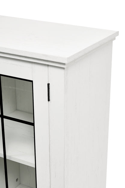 Electric Fireplace TV Stand with Glass Door Storage