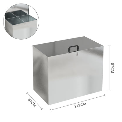 Large Galvanized Feed Storage Bin with Two Compartments