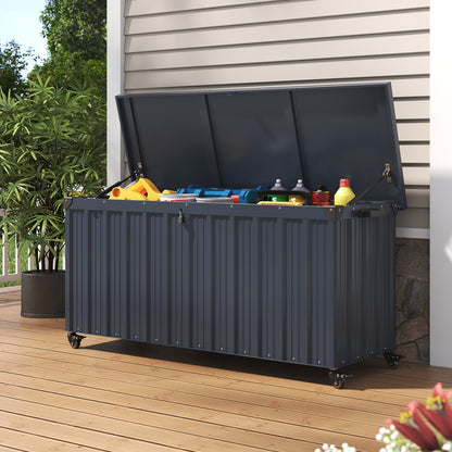 550L Metal Garden Storage Box with Wheels & Lockable Lid