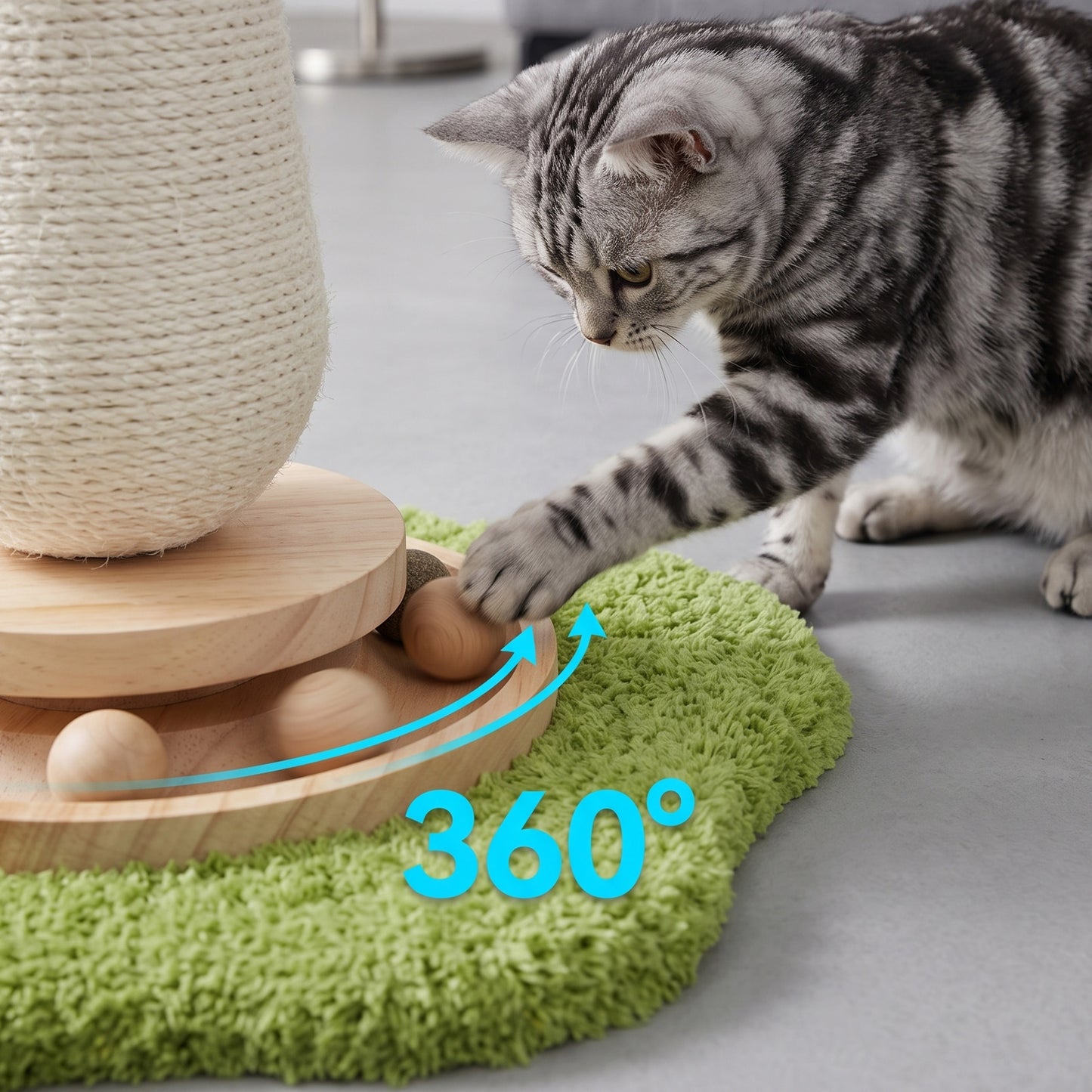 Red Mushroom Cat Scratching Post with Turntable Toy