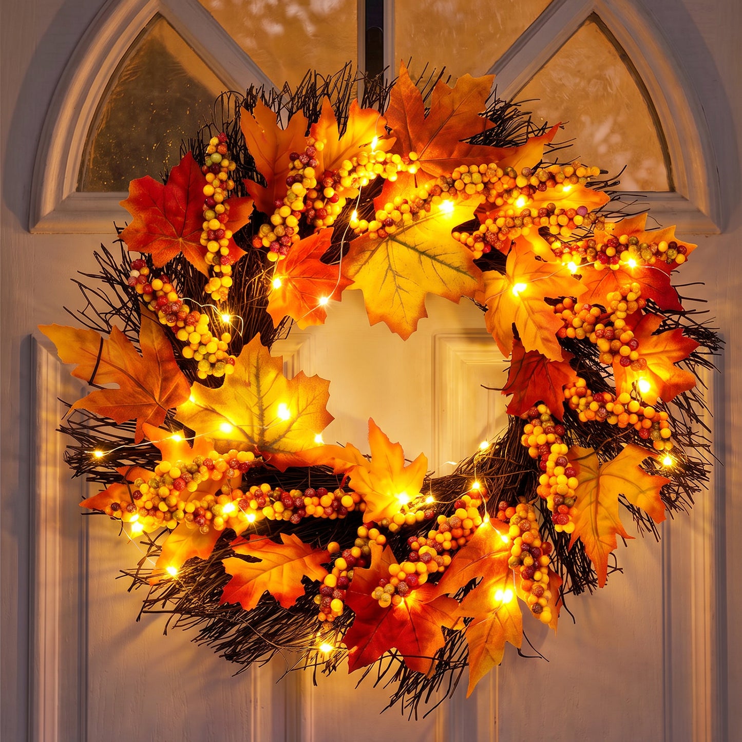 Decorative Wreath with 2m Copper Wire Lights