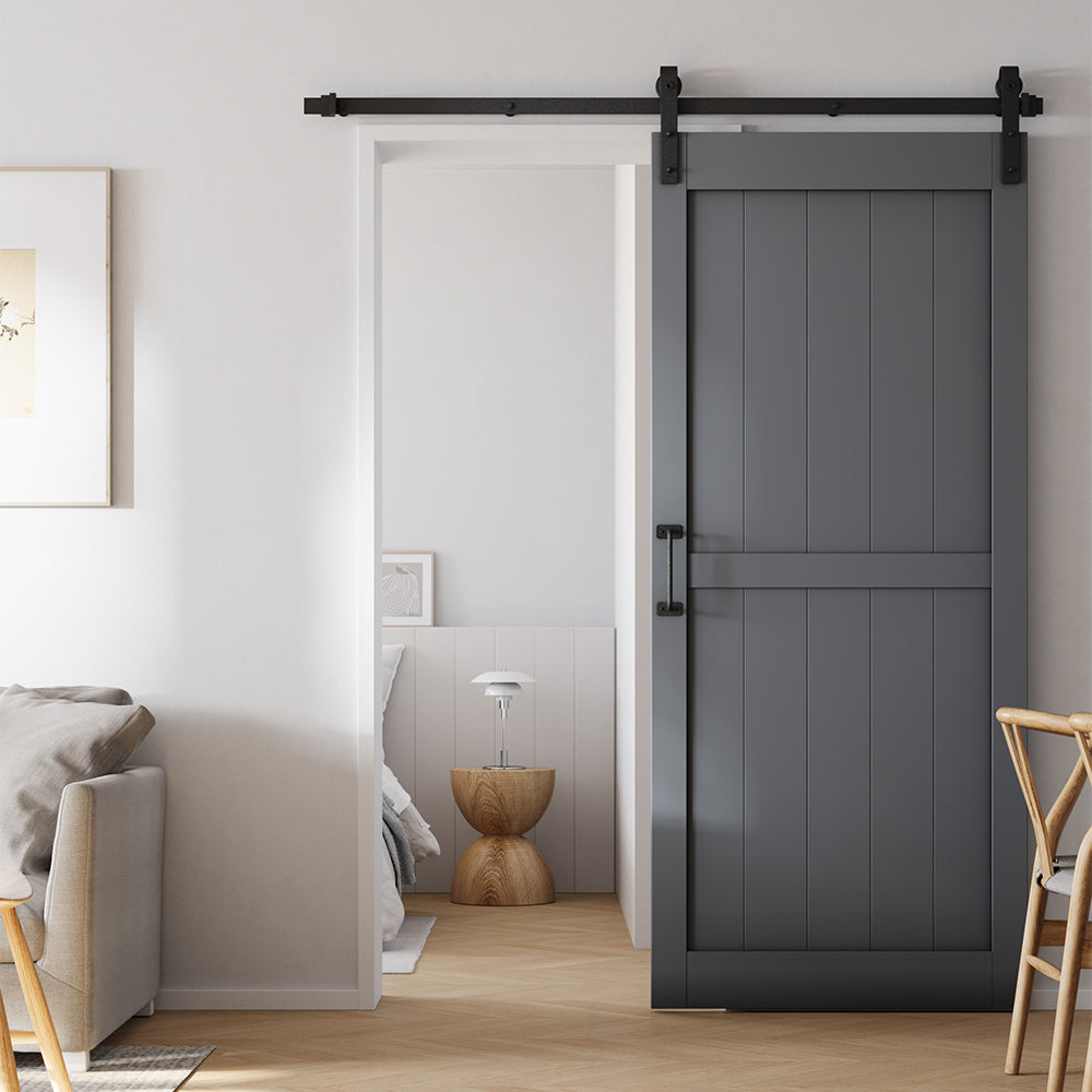 Farmhouse Style Wooden Barn Door with Sliding Kit