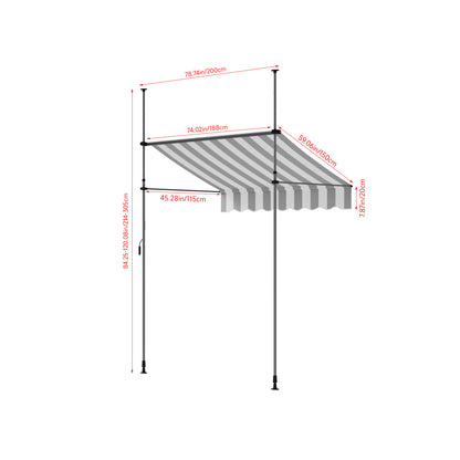 Retractable Awning with Adjustable Support Poles