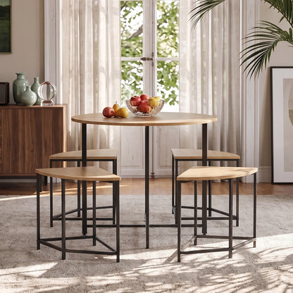 Space-Saving Dining Table and Stool Set