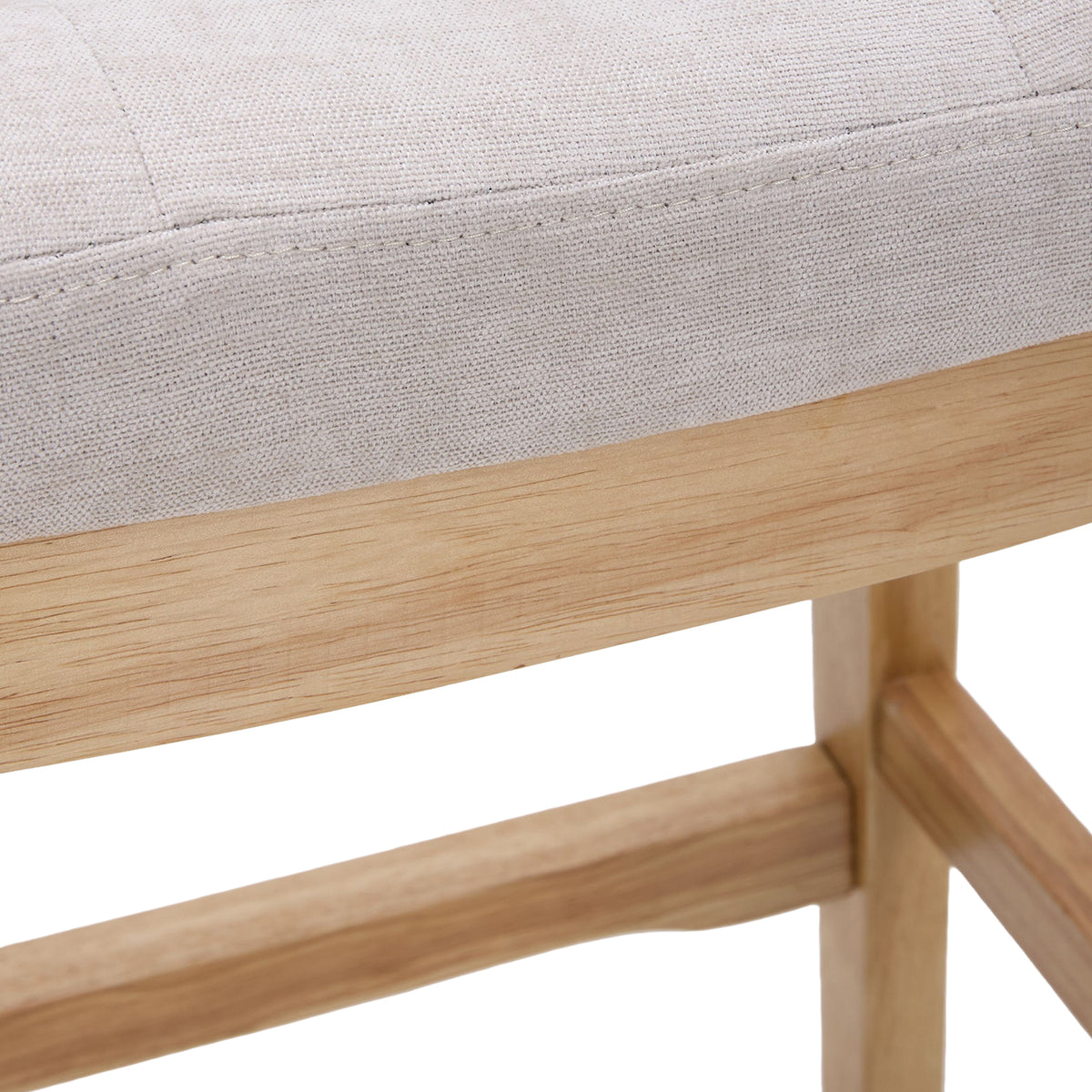 Set of 2 Chenille Upholstered Bar Stools with Wooden Base