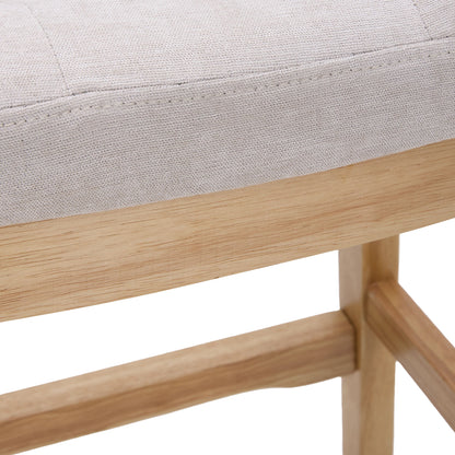 Set of 2 Chenille Upholstered Bar Stools with Wooden Base
