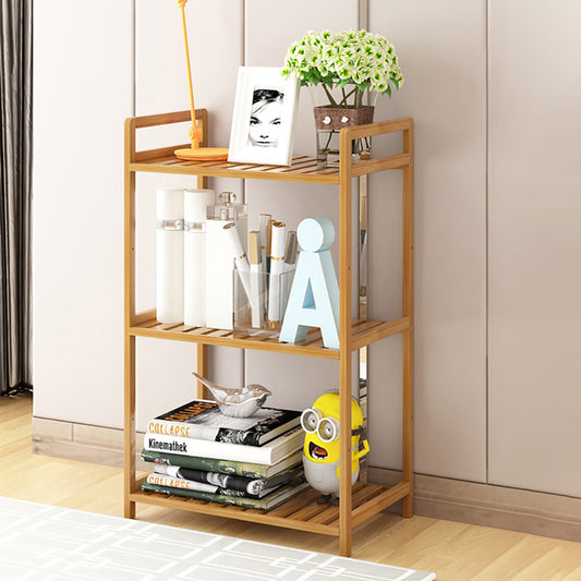 Tiered Bamboo Wood Book Storage Shelf