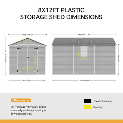 8X12FT Outdoor Aluminum & PP Storage Shed