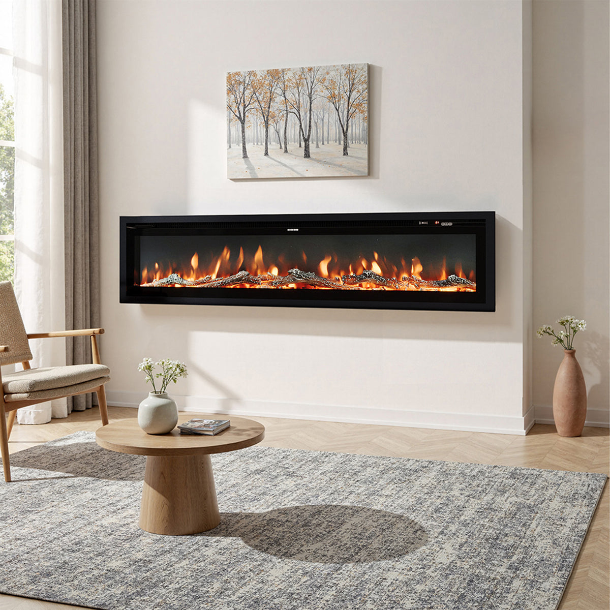1800W Electric Fireplace with Wifi & Remote Control