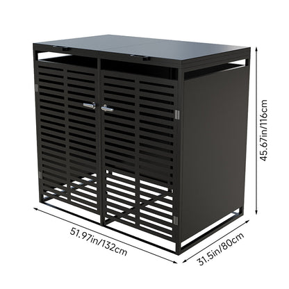 2-Bin Metal Wheelie Bin Storage Shed with Lockable Doors