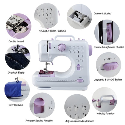 Portable Mini Sewing Machine with 12 Stitches